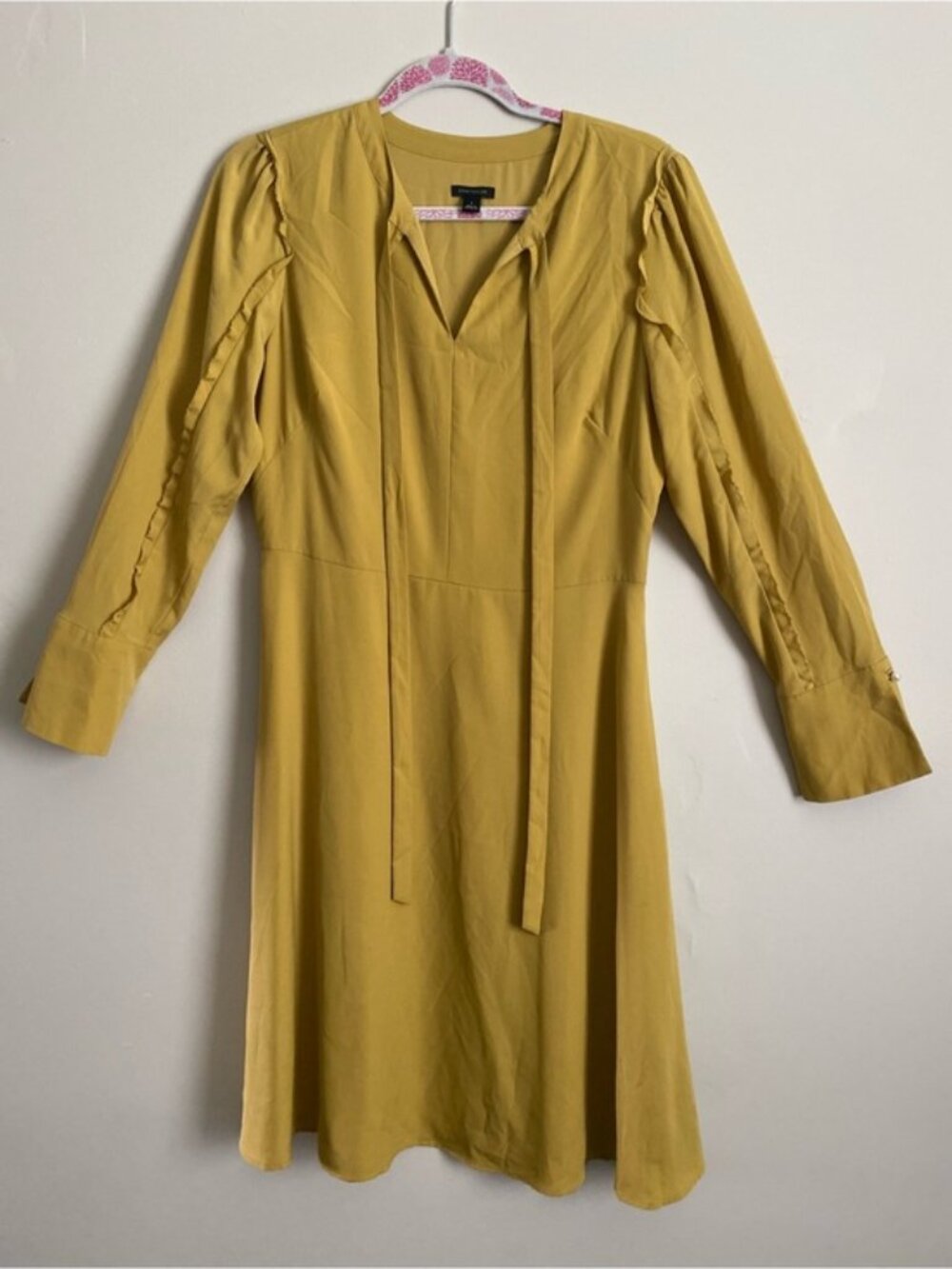 Ann Taylor Mustard Yellow Dress 8 Romantic Elegant Vintage Inspired Classic Chic